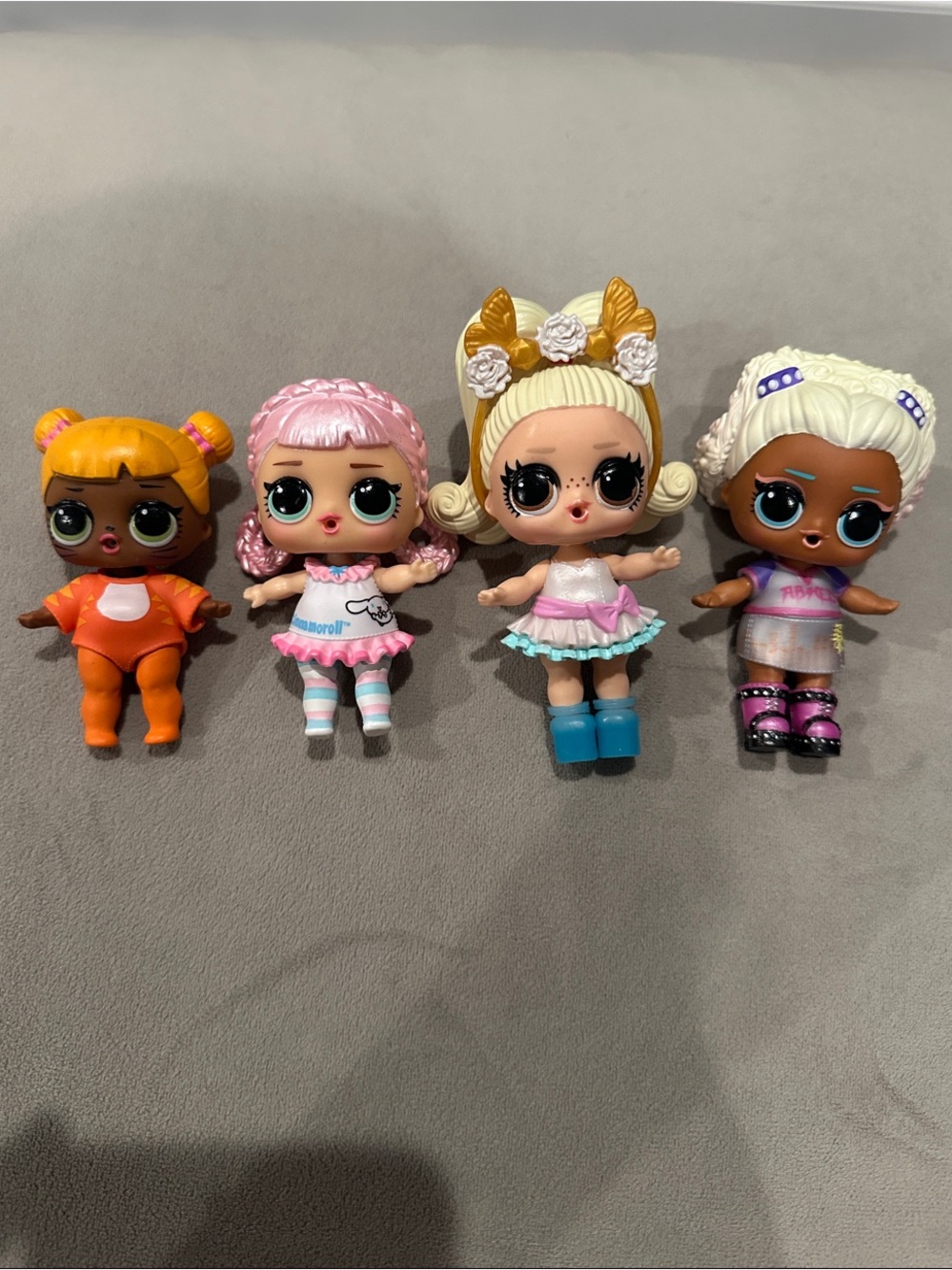 L.O.L. Surprise! Dolls - Orange, Pink, Blue & Purple Outfits, four dolls lot